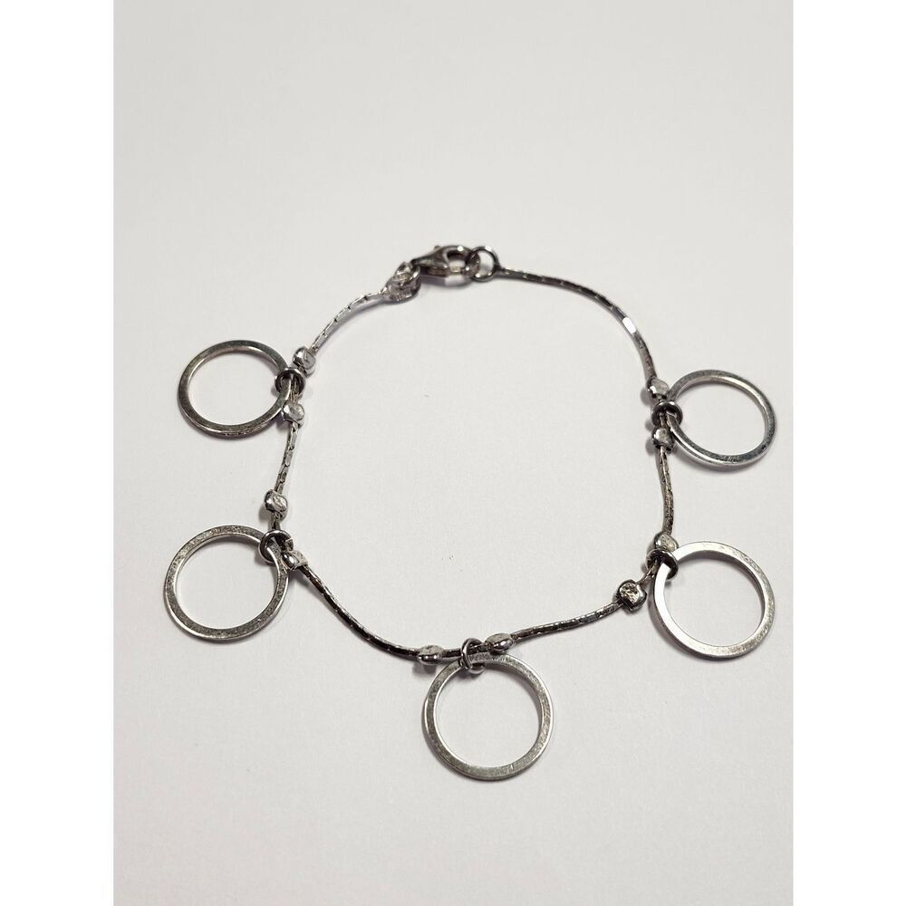 Sterling Silver 925 Circle Charm Bracelet - Women Jewelry